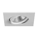 LED Einbaustrahler INDIWO68-S, IP20, eckig, 8x8 cm, 350mA P&P, 6W 3000K 530lm 36°, CRi >95, schwenkbar, dimmbar, weiß