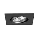 LED Einbaustrahler INDIWO68-S, IP20, eckig, 8x8 cm, 350mA P&P, 6W 3000K 530lm 36°, CRi >95, schwenkbar, dimmbar, Titan