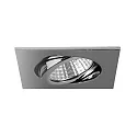 Outdoor LED Einbaustrahler, IP65, quadratisch, 8.2 x 8.2cm, Plug&Play 350mA, 6W 3000K 650lm 38°, schwenkbar 30°, Chrom