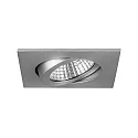 Outdoor LED Einbaustrahler, IP65, quadratisch, 8.2 x 8.2cm, Plug&Play 350mA, 6W 3000K 650lm 38°, schwenkbar 30°, Alu matt