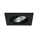 LED-Einbaustrahler TIRREL-S, IP20, eckig, 230V AC, 6W 3000K 680lm 38°, schwenkbar 20°, schaltbar, schwarz