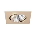 Brumberg LED-Einbaustrahler TIRREL-S, IP20, eckig, 230V AC, 6W 3000K 680lm 38°, schwenkbar 20°, schaltbar, champagner matt