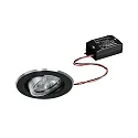 Recessed LED spot set incl. converter, IP20, round, 230V AC, 6W 3000K 640lm 38°, swivelling 25°, black / alu