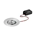 Recessed LED spot set incl. converter, IP20, round, 230V, 6W 3000K 640lm 38°, swivelling 30°, matt alu