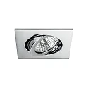 Brumberg LED Einbaustrahler-Set inkl. Konverter, IP20, quadratisch, 230V, 7W 3000K 740lm 38°, schwenkbar 30°, Chrom
