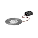 Outdoor LED Einbau-Downlight BB20, IP65, Ø 8.5cm, 230V, 7W 3000K 620lm 36°, schaltbar, starr, nickel