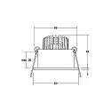 Brumberg LED-Einbaustrahler TIRRELdeep, IP20, rund, vertieft, 230V AC, 6W 3000K 680lm 38°, schwenkbar, dimmbar, schwarz