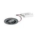 LED-Einbaustrahler TIRREL-R, IP20, rund, 230V AC, 6W 3000K 680lm 38°, schwenkbar, dimmbar, titan matt