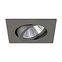 Brumberg LED Einbaustrahler-Set inkl. Konverter, IP20, eckig, 230V, 7W 3000K 740lm 38°, schwenkbar 30°, dimmbar, Titan matt
