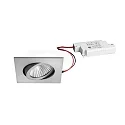 LED Einbaustrahler-Set dim2warm inkl. Konverter, IP20, eckig, 230V, 6W 1800-3000K 460lm 38°, schwenkbar 30°, Alu matt