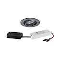 LED-Einbaustrahler TIRREL-R, IP20, rund, 230V AC, 6W 3000K 680lm 38°, schwenkbar, mit AB, DALI dimmbar, titan matt