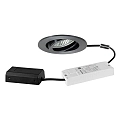 LED-Einbaustrahler TIRREL-R, IP20, rund, 230V AC, 6W 3000K 680lm 38°, schwenkbar, mit AB, DALI dimmbar, vinylschwarz