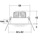 Brumberg LED-Einbaustrahler TIRREL-S, IP20, eckig, 230V AC, 6W 3000K 680lm 38°, schwenkbar, mit AB, DALI dimmbar, vinylschwarz