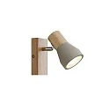 Wand- und Deckenstrahler BOLORIA, E14, Holz hell / Schirm Beton, matt