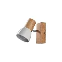 Wand- und Deckenleuchte ELTASSO, 1-flammig, E14, Holz hell / Metall-Schirm weiß matt