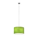 Pendant luminaire SOFT TUBE 280, Ø 28cm, 2 x E27 max. 60W, matt nickel / shade chintz green / diffuser PC