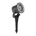 Outdoor LED Erdspießstrahler, IP65, 230V AC, 6W 3000K 450lm 40°, mit 200cm Anschlussleitung und Stecker, Strukturschwarz