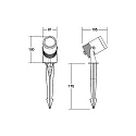 Brumberg Outdoor LED Erdspießstrahler, IP65, 24V DC, 15W 3000K 1200lm 38°, inkl. 100cm Anschlussleitung mit Aquastop, Titan