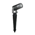 Outdoor LED Erdspießstrahler IP67, 24V DC, rund, 8W 3000K 640lm 38°, inkl. 100cm Anschlussleitung mit Aquastop, Titan