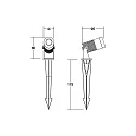 Brumberg Outdoor LED Erdspießstrahler IP67, 24V DC, rund, 8W 3000K 640lm 38°, inkl. 100cm Anschlussleitung mit Aquastop, Titan