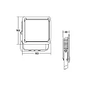 Brumberg Outdoor LED Fluter NEO MIDI, IP65 IK08, 230V AC, schaltbar, Aluguss / Glas, schwarz, 100cm Kabel offen, 50W 3000K 5450lm 120°