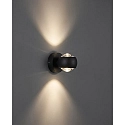 Brumberg LED Außenwandleuchte MILNE, IP54 IK04, 2-flammig, 9W 3000/4000/6500K (3CCT) 640lm 2x60°, strukturschwarz / Linsenoptik klar
