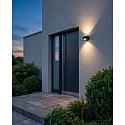 Brumberg LED Außenwandleuchte MILNE, IP54 IK04, 2-flammig, 9W 3000/4000/6500K (3CCT) 640lm 2x60°, strukturschwarz / Linsenoptik klar