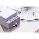 Outdoor LED wall luminaire 22 x 22cm with motion detector, IP44, 12W 3000K, stainless steel / opal glass