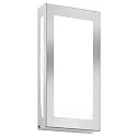 Outdoor LED wall luminaire flat with motion detector, 28 x 14cm, IP44, 12W 3000K, stainless steel / opal glass, brushed