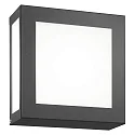 Außenwandleuchte, IP44, quadratisch, 22 x 22cm, mit MW-Bewegungsmelder, E27, Edelstahl / Opalglas, anthrazit