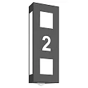 Hausnummern-Leuchte, IP44, mit Bewegungsmelder, für bis zu 2 Ziffern (Ausschnitt), E27, Edelstahl / Opalglas, anthrazit