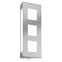 Außenwandleuchte AQUA TRILO, IP44, 40 x 16cm, 3-fach, mit Bewegungssensor, E27, Edelstahl / Opalglas, gebürstet