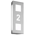 Outdoor wall luminaire AQUA TRILO, with house number (cut out), stainless steel, IP44, E27
