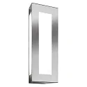 Außenwandleuchte TRAPEZ, IP44, 40 x 16cm, 1-fach, E27, Edelstahl / Opalglas, gebürstet