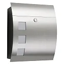 Outdoor Briefkasten mit Opalglas-Fenster, eckig, gewölbt, Höhe 40cm, Edelstahl gebürstet