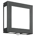 Außenwandleuchte AQUA LEGENDO, IP44, mit PIR-Bewegungsmelder, 2x E27, Edelstahl / Opalglas, anthrazit