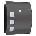 Outdoor Briefkasten mit Opalglas-Fenster, eckig, gewölbt, Höhe 40cm, Stahlblech anthrazit
