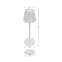 CMD Creative Metalldesign LED Akku-Tischleuchte 100° 2W 2200/3000/4000K (CCT Switch) 200lm IP54, mit USB-Ladeschale + Touch-Dimmer, weiß