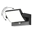 Outdoor LED Wandleuchte, IP54, mit Sensor, 20W 3000-6000K (CCT Switch), Kopf 355° neigbar, Aluminium / PC-Diffusor, anthrazit