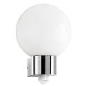 Außenwandleuchte AQUA BALL, IP44, mit Bewegungsmelder, E27, Opalglas, Edelstahl