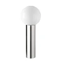 Outdoor Stehleuchte AQUA BALL, IP44, zylindrisch, 60cm, E27, Opalglas-Kugelschirm, Edelstahl gebürstet