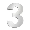 Hausnummer „ 3 “, Höhe 25cm, Edelstahl, gebürstet