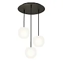 Pendelleuchte ACAI, Ø16cm, 3-flammig, rund, E27, IP20, opalweiß matt, Pendel schwarz matt
