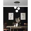 Pendelleuchte ACAI, Ø16cm, 3-flammig, rund, E27, IP20, opalweiß matt, Pendel schwarz matt