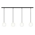 Pendelleuchte ACAI, Ø16cm, 4-flammig, E27, IP20, opalweiß matt, Pendel schwarz matt