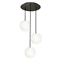 Pendelleuchte ACAI, Ø21cm, 3-flammig, rund, E27, IP20, opalweiß matt, Pendel schwarz matt