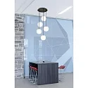 Casablanca Pendelleuchte ACAI, Ø21cm, 5-flammig, rund, E27, IP20, opalweiß matt, Pendel schwarz matt