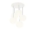 Pendelleuchte ACAI, Ø21cm, 5-flammig, rund, E27, IP20, opalweiß matt, Pendel weiß matt