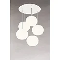 Pendelleuchte ACAI, Ø21cm, 5-flammig, rund, E27, IP20, opalweiß matt, Pendel schwarz matt