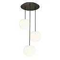Pendelleuchte ACAI, Ø26cm, 3-flammig, rund, E27, IP20, opalweiß matt, Pendel schwarz matt